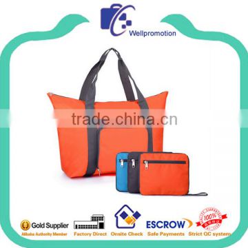 210D polyester women shopping zipper folding bag