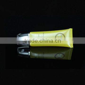 Hot Stamping Yellow Cosmetic Oval Tube With Shiny Screw Cap For CC Cream Made In China