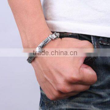 Noproblem P020 FDA Scalar Energy Fashion Jewelry Magnetic Bead Power Metal Charm Silver Bracelet photo-5