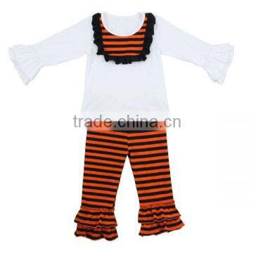 Wholesale new design girls boutique clothing ruffle pants newborn baby gift set