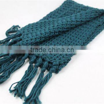 Fashion Dark Green Long Chunky Knit Scarf with Long tassel