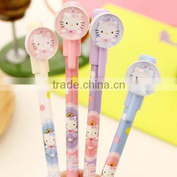 diy creative stationery kids personalized Novelty gel pen with cute cartoon hello kitty cap logo sign pen slim ball point pen