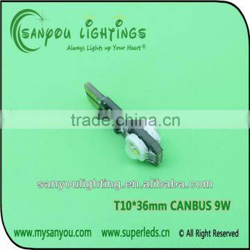 Super High Quality Canbus 12V RGB T10*36mm 9W high power led lamp