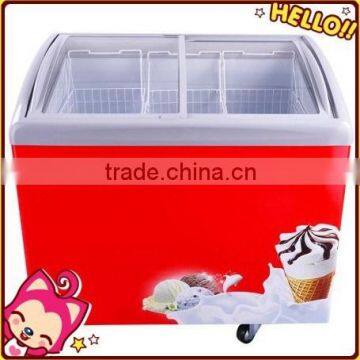 ice cream display freezer with glass open door