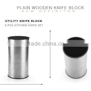 6 Pcs Forged Pom Handle Kitchen Knife Set With S.s Utility Block photo-3