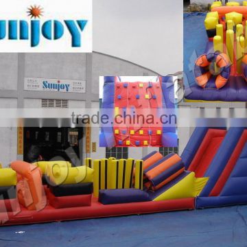 2016 New amusement Inflatable obstacles slide course combo bouncer park games climbing wall