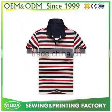 cotton polyester blend big size polo shirt for fat men Custom three color combination polo shirt