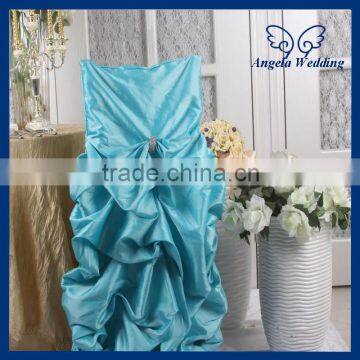 CH003C wholesale fancy 2015 polyester ruffled wedding tiffany blue gathered chair cover