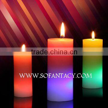 led pillar shape wax candle.colour changing led wax candle wedding decoration