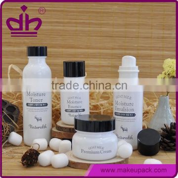 White skin care lotion glass jars and botles cosmetic