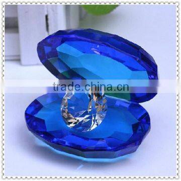 Ocean Blue Crystal Shell With Small Diamonds For Decoration & Gift
