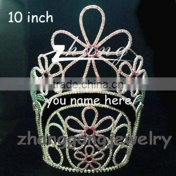 Beauty big flower design rhinestone pageant crown