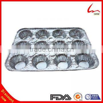 Hard Top Grade Takeaway Rectangular Divided 12 Cups Aluminum Bakeware Cupcake Pan