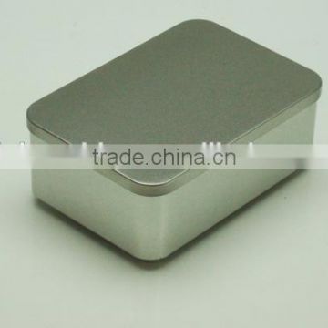 silver rectangular tea tin plain/tea tin