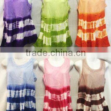 Wholesale India Made Rayon Silk Tie Dye Tops Shirts photo-2