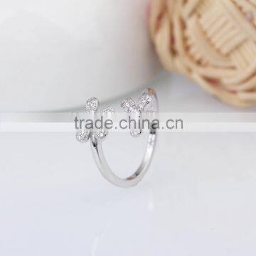 2015 Fashion 925 Sterling Silver Ring Twins Sunflower Desing Zircon Pave Setting Open Ring photo-4