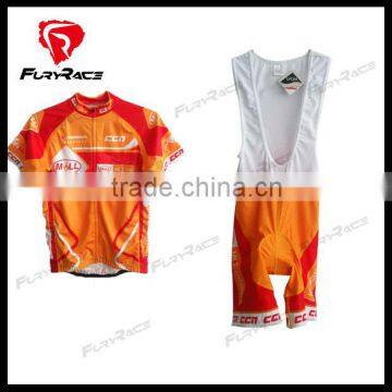 2016 OEM Service Fashion Cycling Clothes For Men Cycle Bib Shorts with Jerseys Orange Cycling Suit