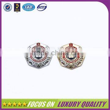 Sewing style polygon metal embossed logo for garment embellishment