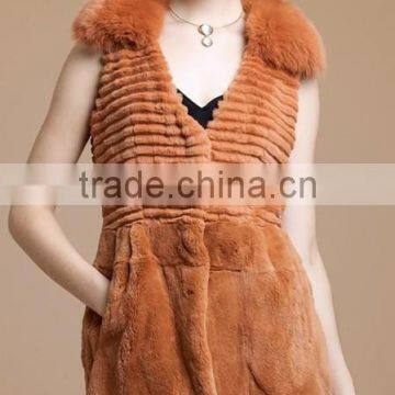 WHOLESALE 2015 long style winter rex rabbit fur VEST for women