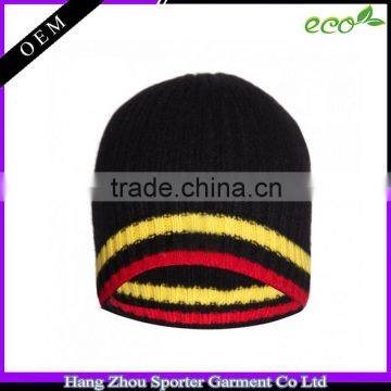 16FZBE02 men rib knit beanie strip cashmere beanie hat