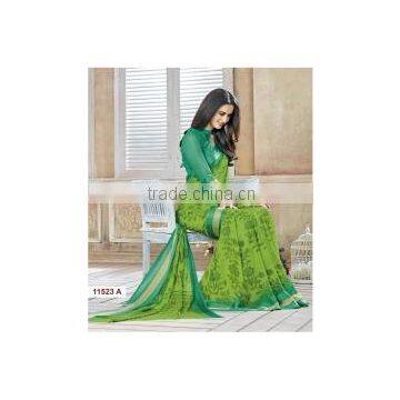 Wonderous Light Green Georgette Saree/famous indian saree designers