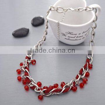 Exclusive Design National Hand-woven Red Roped Beaded Curved Needle Diy Crystal Necklace Choker Necklace photo-2