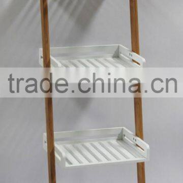 4 Tier Bamboo and Wood Ladder Shelf/Wall Storage Rack