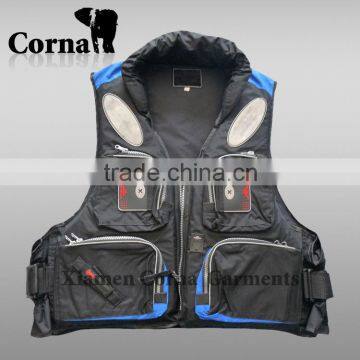 OEM service fishing life vest functional fishing wear with contrast color