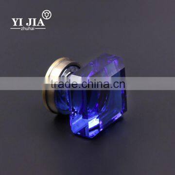 1 2/7 inch antique brass dark blue square crystal cabinet handle knob