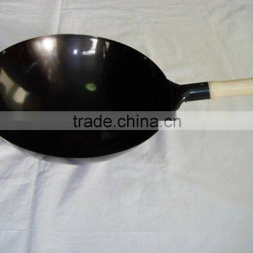 Woodenl handle steel carbon Chinese wok