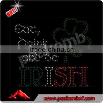 Hotfix Motif Eat Drink Irish Transfer for Dancewear and Footwear