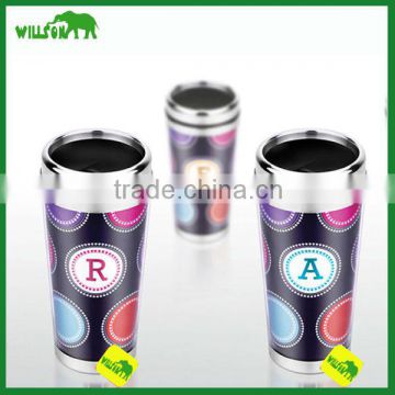 16oz Stainless Steel Paper Insert Traveler Tumblers | Custom Printed Travel Mugs | 16oz Paper Insert