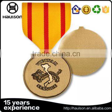 Top Quality Customized Embossed Casting Rimmed Round Edge Iron Brass Zinc Alloy Bronze Plated Army Military Medal With Ribbon photo-4