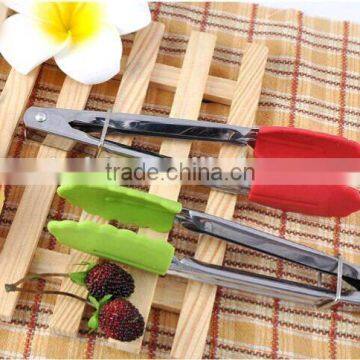 Durable Promotional BBQ Kitchen Gadget Silicone Gripper Tongs Green Nylon+stainless Steel Tongs photo-5