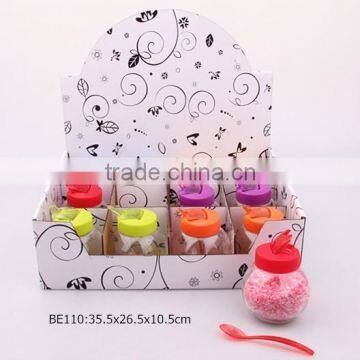 12pcs glass spice jar with plastic lid and spoon in a display box
