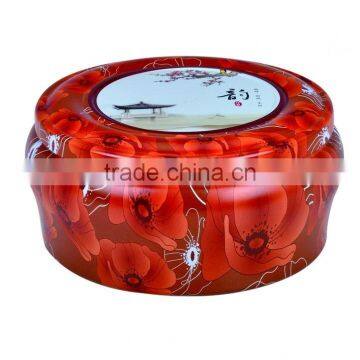 irregular shape tea tin box with chinese art