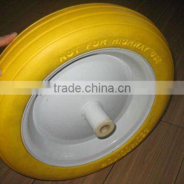 Wheelbarrow PU wheel with yellow color 4.00-10