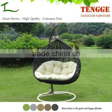 TG15-0136 Water drop shape synthetic rattan outdoor double swing chair