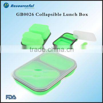 2015 Wholsale 2 Compartment Silicone Collapsible Lunch Box,silicone Lunch Container photo-6