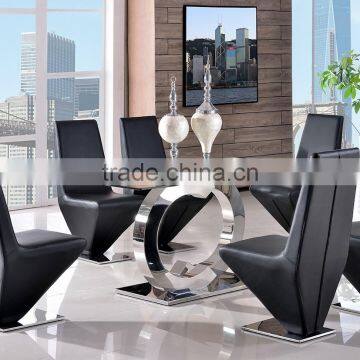 TH286 Modern Dining Room Furniture Tempered Glass Table Chairs photo-3