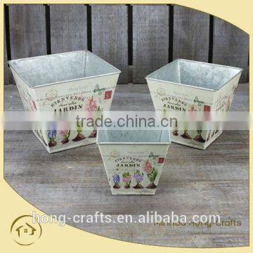 2016 lavender Design paper decal metal square flower pot for garden