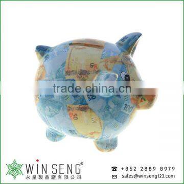 Cheap Coin Box Lovely Design Money Patterns Pig Shaped Ceramic Animal Piggy Bank photo-3
