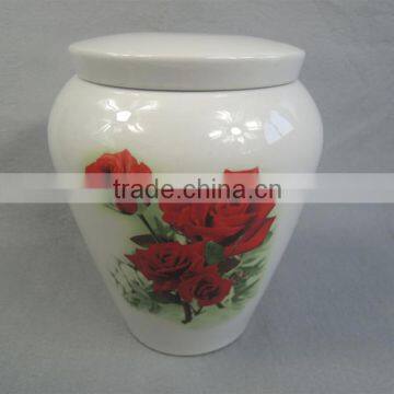 Chinese traditional rose ceramic urn for ashes