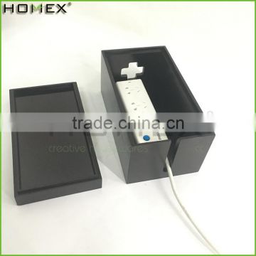 Bamboo Cable Organizer Case Box with Top in Black/Homex_FSC/BSCI Factory