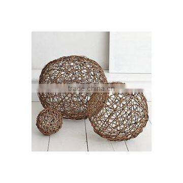 Eco Friendly 100 % Natural Handwoven Bamboo Rattan and Seagrass Decorative Ball photo-3