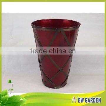 Home And Garden Red Large Outdoor Vases, Fashionable Metal Flower Planter photo-3