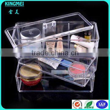 Mini clear acrylic makeup rectangle storage box with lid