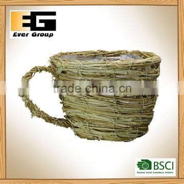 Nature Rattan Cup Shape Garden Plant With Wicker Planter Boxes photo-4