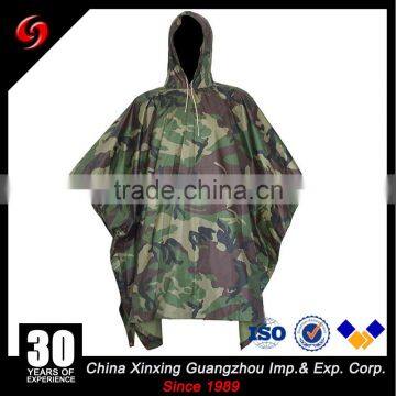 High quality military poncho raincoat breathable waterproof nylon PVC sale