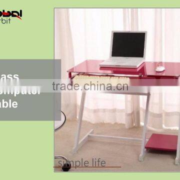 Black Glass Furniture Work Station With Sliding Keyboard Table Computer Desk photo-4